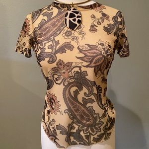 Karen Kane sheer multi colored top